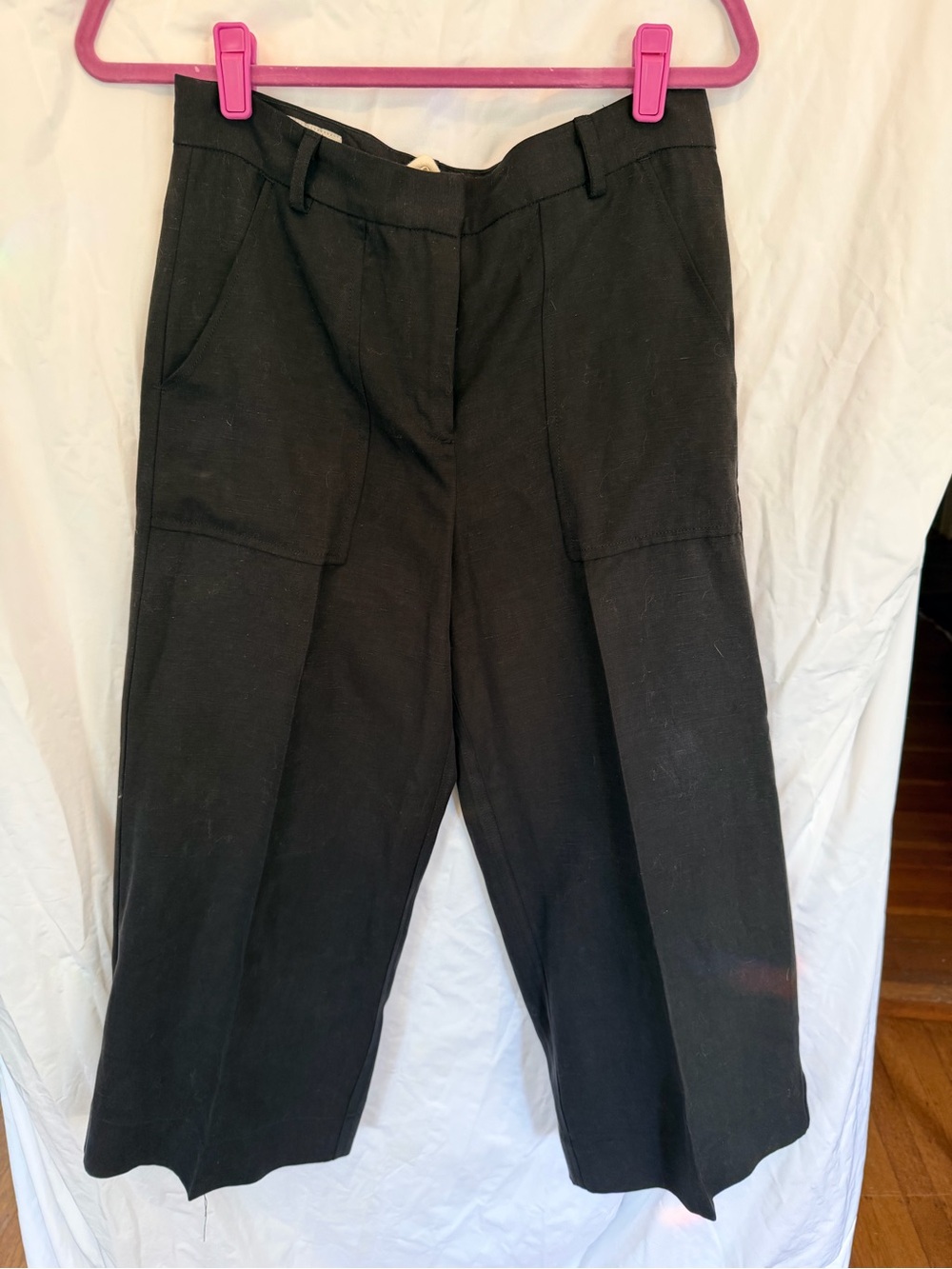 Komodo Women's Black Cropped Wide-Leg linen Pants
